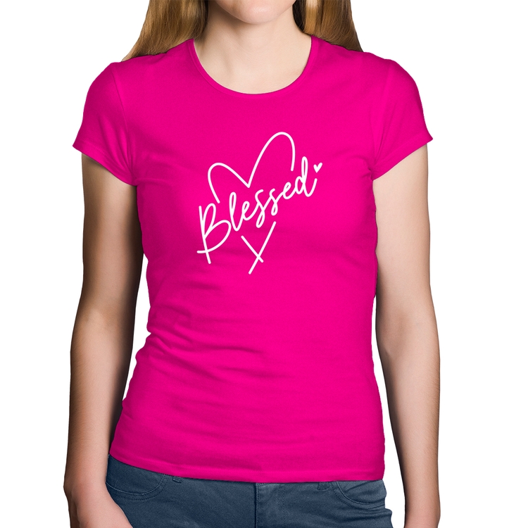 Baby Look Algodão Blessed Heart - Rosa