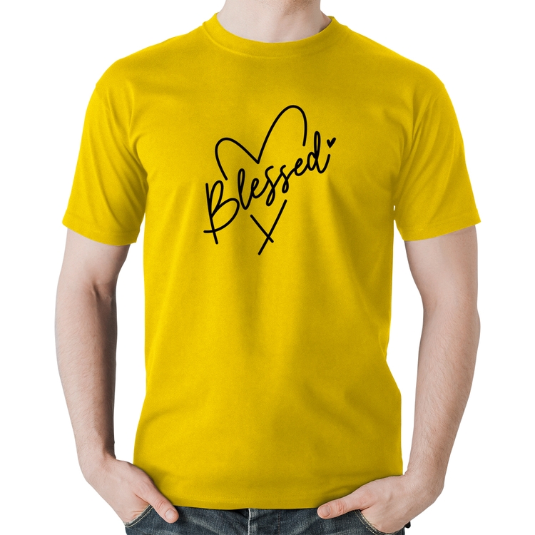 Camiseta Algodão Blessed Heart - Amarela