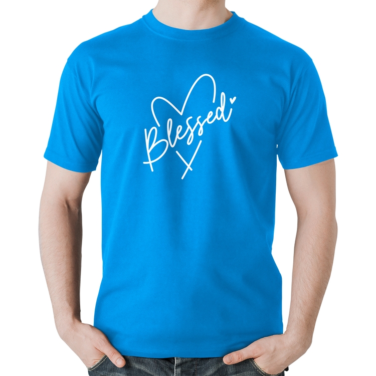 Camiseta Algodão Blessed Heart - Azul