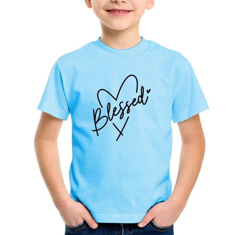 Camiseta Infantil Blessed Heart - Azul Bebê