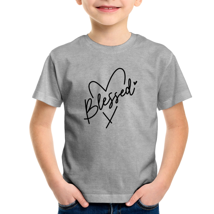 Camiseta Infantil Blessed Heart - Cinza