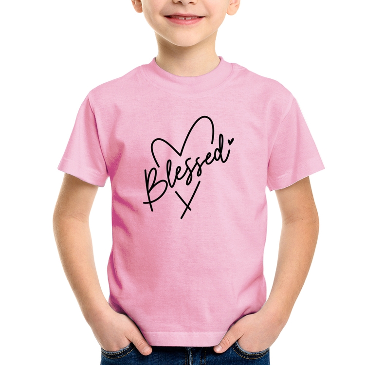 Camiseta Infantil Blessed Heart - Rosa Bebê