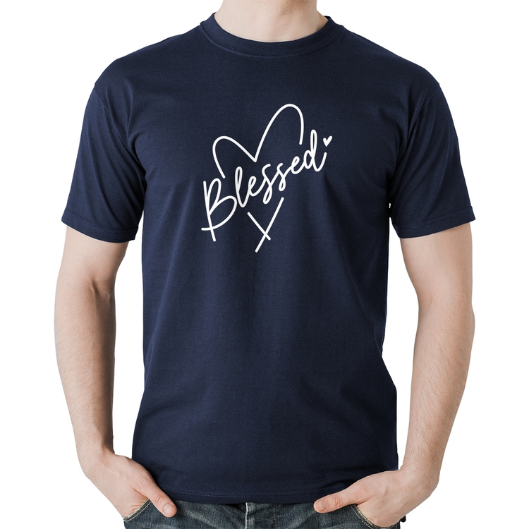 Camiseta Algodão Blessed Heart - Marinho