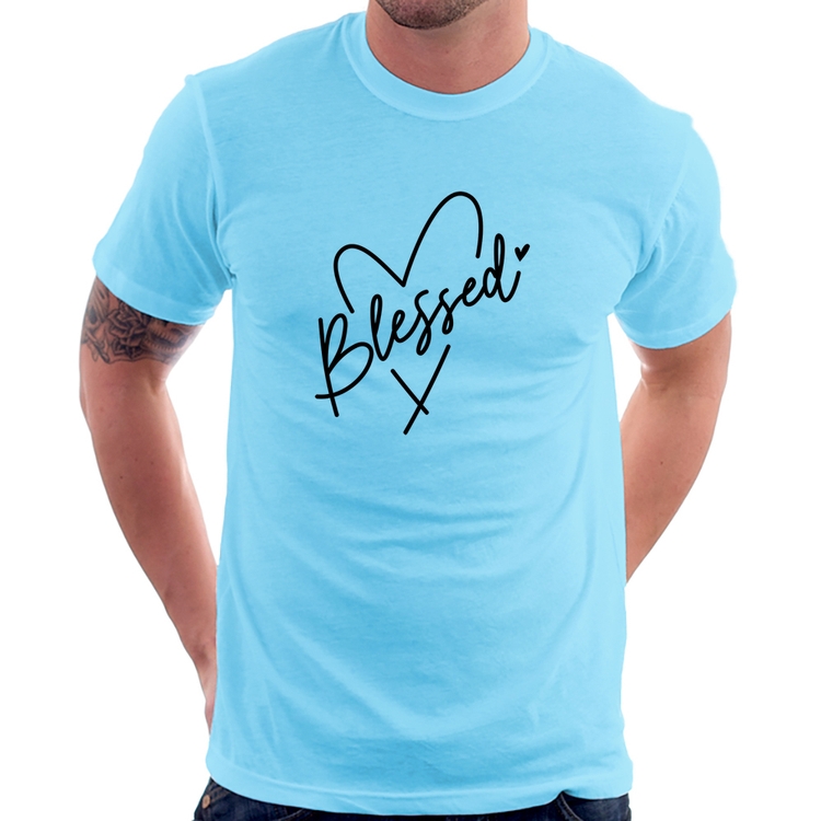 Camiseta Blessed Heart - Azul Bebê