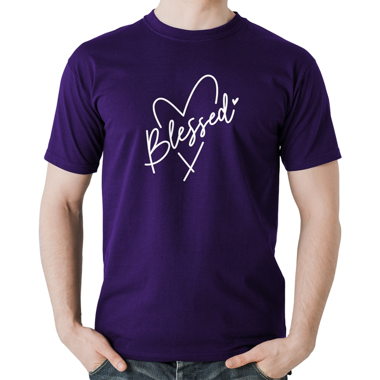 Camiseta Algodão Blessed Heart - Roxa