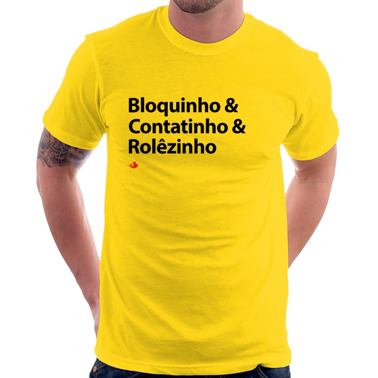 Camiseta Bloquinho & Contatinho & Rolêzinho - Amarela