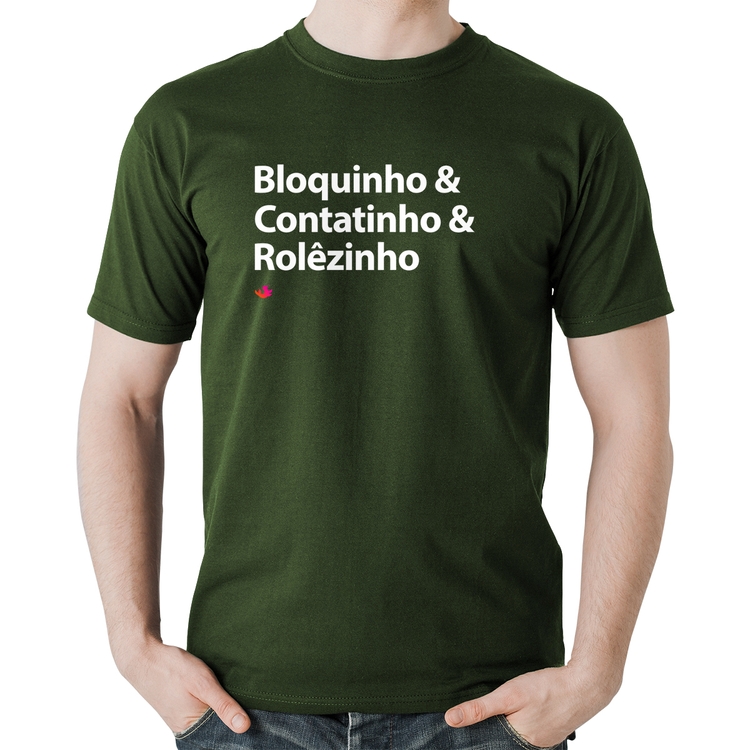 Camiseta Algodão Bloquinho & Contatinho & Rolêzinho - Musgo