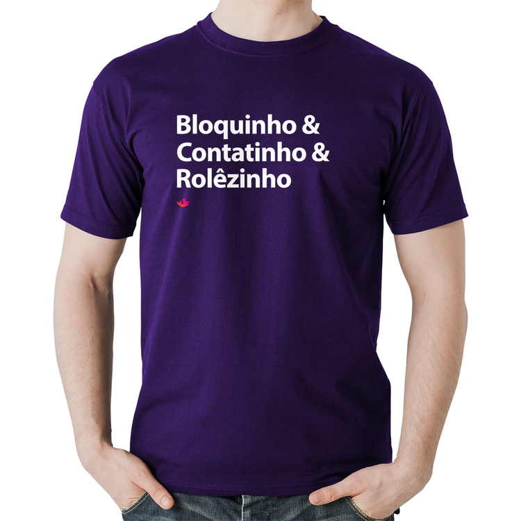 Camiseta Algodão Bloquinho & Contatinho & Rolêzinho - Roxa