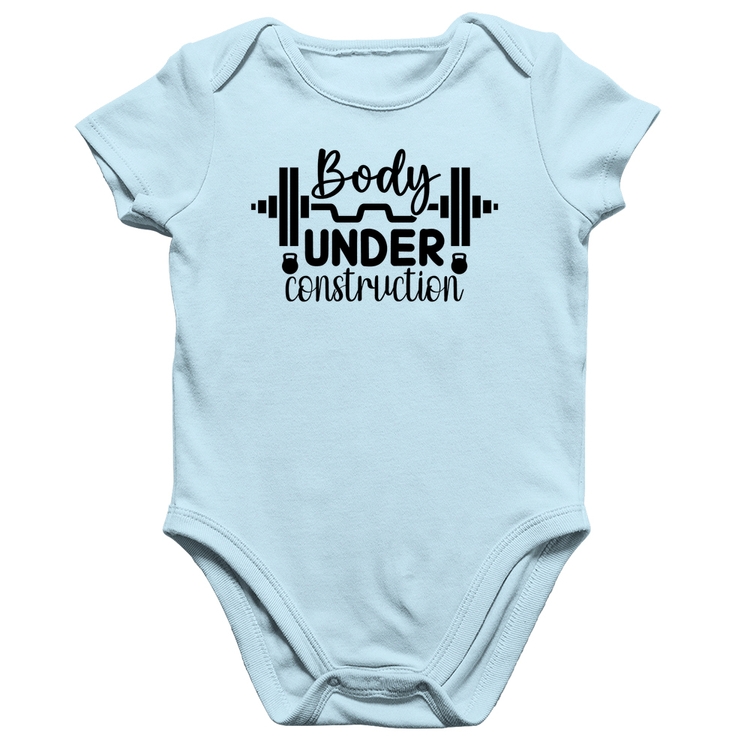 Body Bebê Algodão Body Under Construction - Azul Bebê