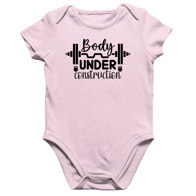 Body Bebê Algodão Body Under Construction - Rosa Bebê