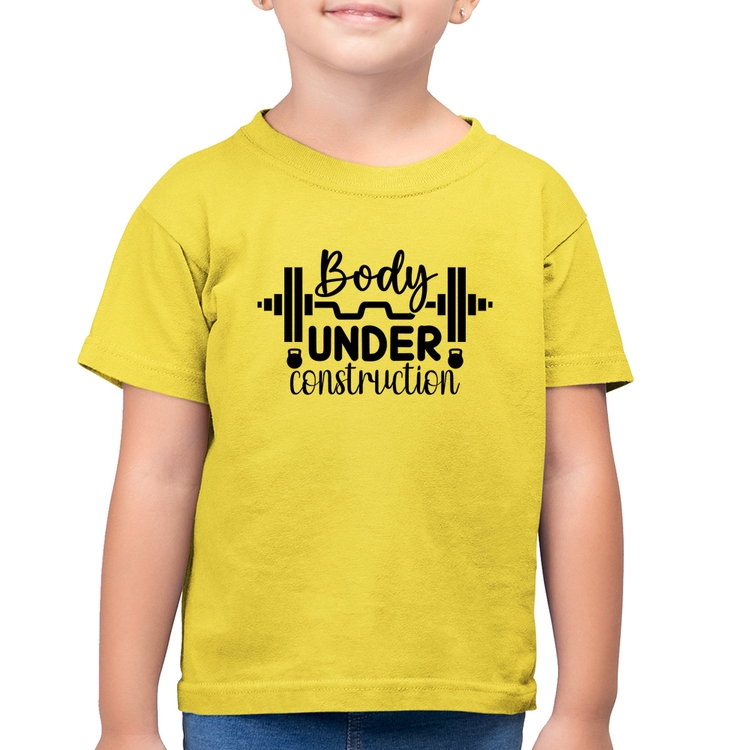 Camiseta Algodão Infantil Body Under Construction - Amarelo Canário