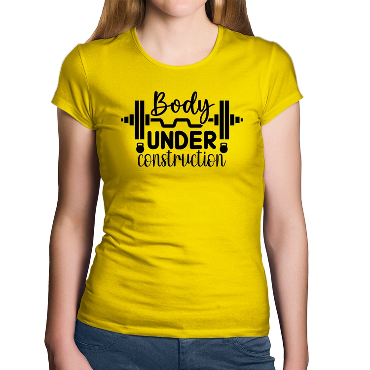 Baby Look Algodão Body Under Construction - Amarela