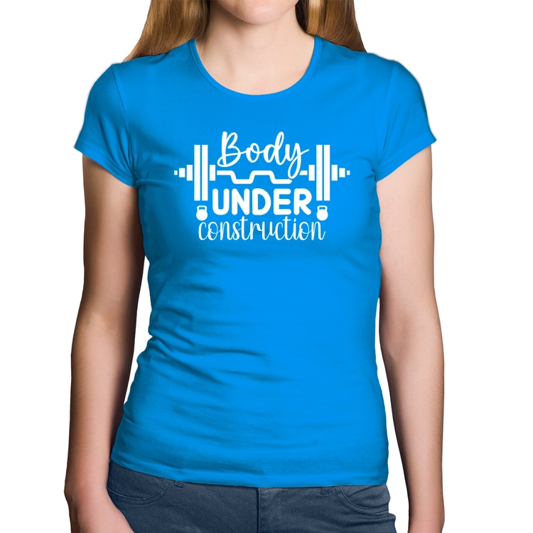 Baby Look Algodão Body Under Construction - Azul