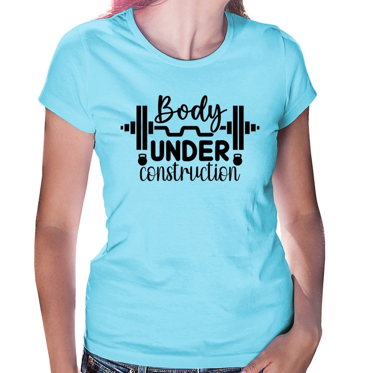 Baby Look Body Under Construction - Azul Bebê
