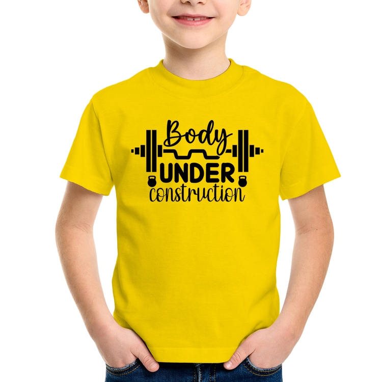 Camiseta Infantil Body Under Construction - Amarela