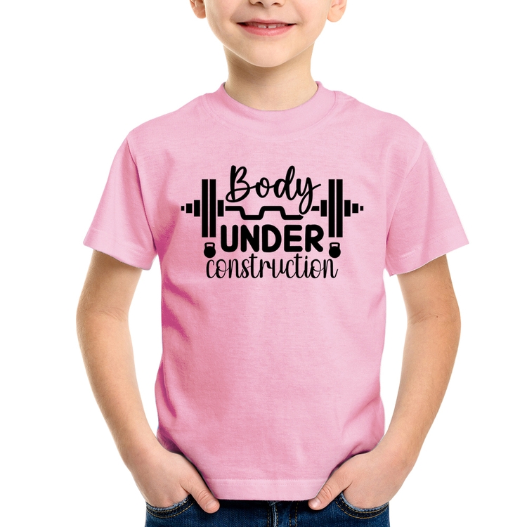 Camiseta Infantil Body Under Construction - Rosa Bebê