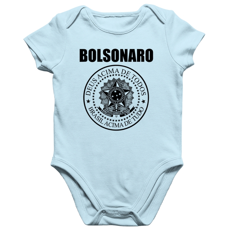 Body Bebê Algodão Bolsonaro Brasil Acima de Tudo Deus Acima de Todos - Azul Bebê
