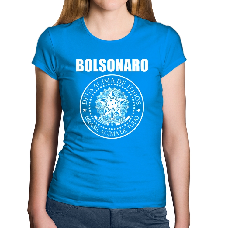 Baby Look Algodão Bolsonaro Brasil Acima de Tudo Deus Acima de Todos - Azul