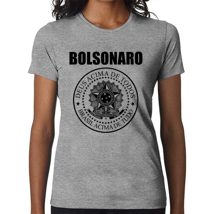 Baby Look Bolsonaro Brasil Acima de Tudo Deus Acima de Todos - Cinza