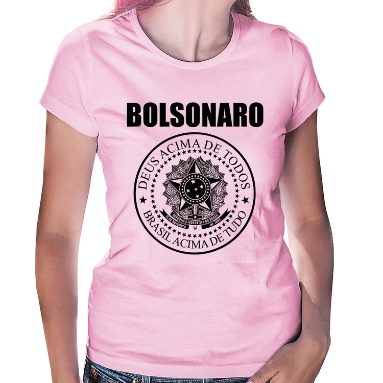 Baby Look Bolsonaro Brasil Acima de Tudo Deus Acima de Todos - Rosa Bebê