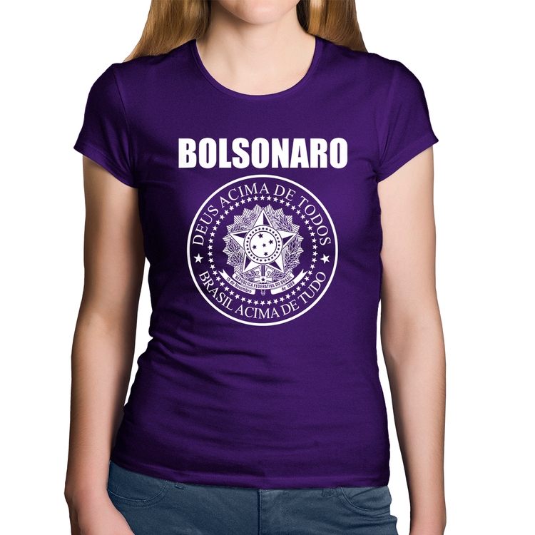 Baby Look Algodão Bolsonaro Brasil Acima de Tudo Deus Acima de Todos - Roxa