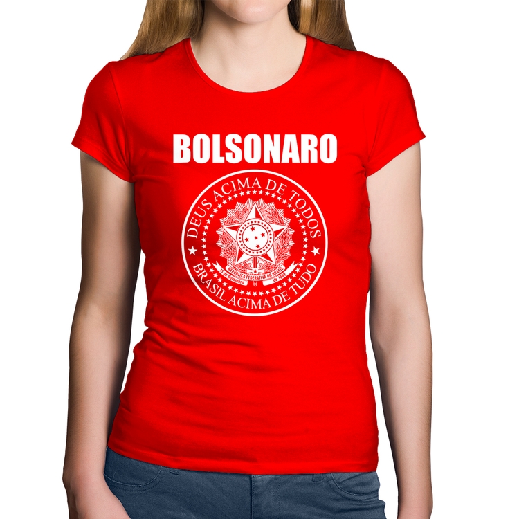 Baby Look Algodão Bolsonaro Brasil Acima de Tudo Deus Acima de Todos - Vermelha