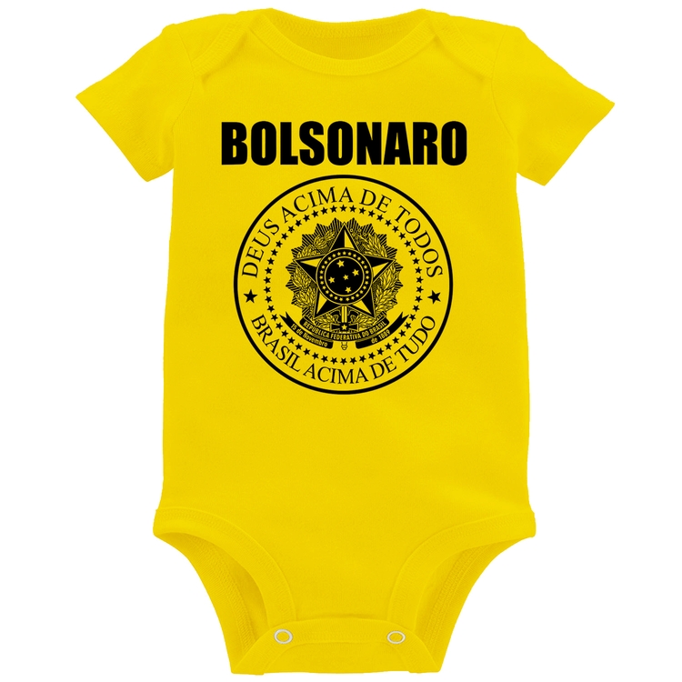 Body Bebê Bolsonaro Brasil Acima de Tudo Deus Acima de Todos - Amarelo