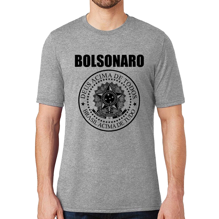 Camiseta Bolsonaro Brasil Acima de Tudo Deus Acima de Todos - Cinza