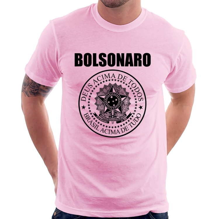 Camiseta Bolsonaro Brasil Acima de Tudo Deus Acima de Todos - Rosa Bebê