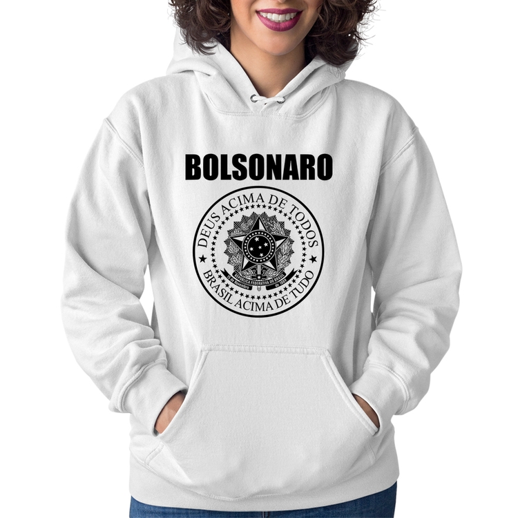 Moletom Feminino Bolsonaro Brasil Acima de Tudo Deus Acima de Todos - Branco