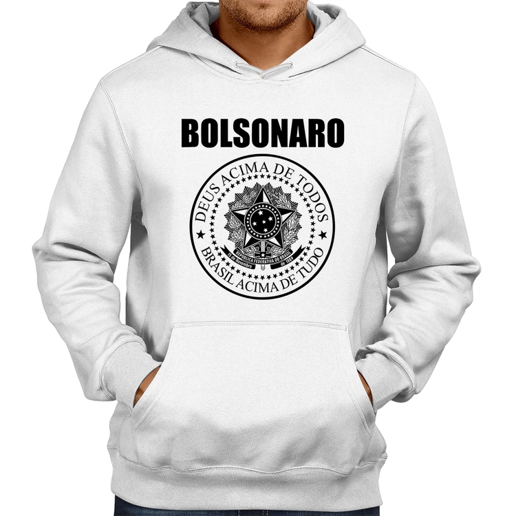 Moletom Bolsonaro Brasil Acima de Tudo Deus Acima de Todos - Branco