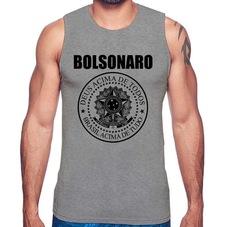 Regata Bolsonaro Brasil Acima de Tudo Deus Acima de Todos - Cinza