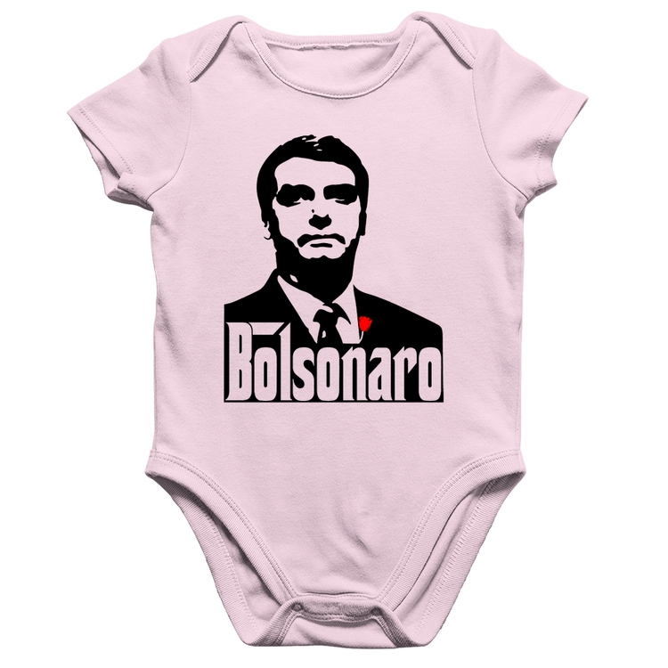 Body Bebê Algodão Bolsonaro O Poderoso Chefão - Rosa Bebê