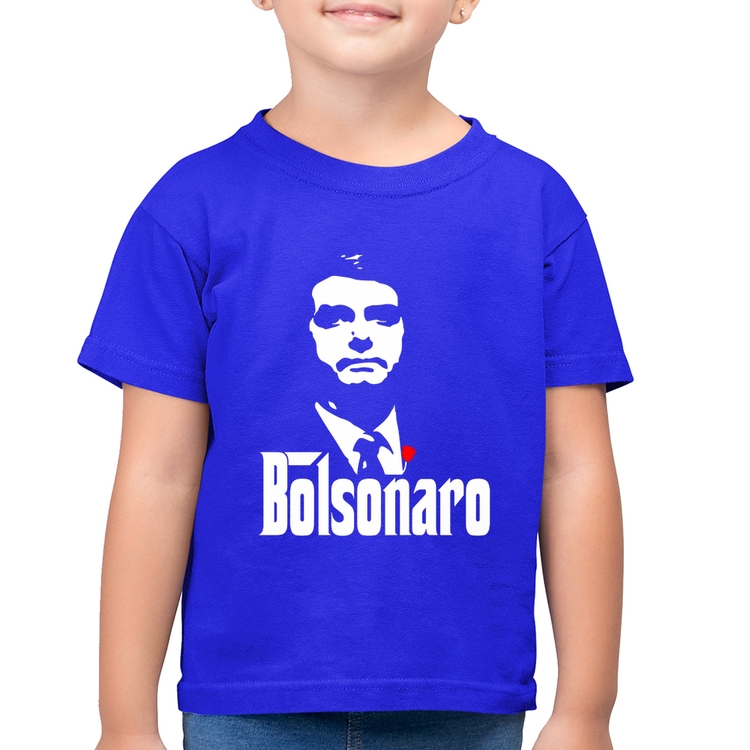 Camiseta Algodão Infantil Bolsonaro O Poderoso Chefão - Azul Royal