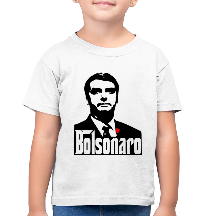 Camiseta Algodão Infantil Bolsonaro O Poderoso Chefão - Branca