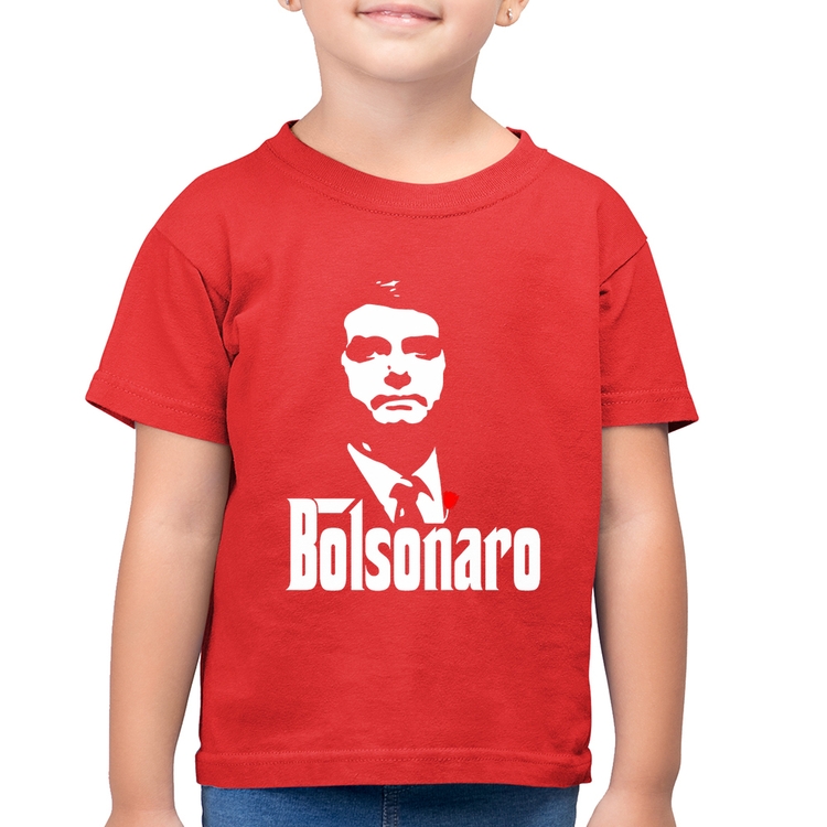 Camiseta Algodão Infantil Bolsonaro O Poderoso Chefão - Vermelha
