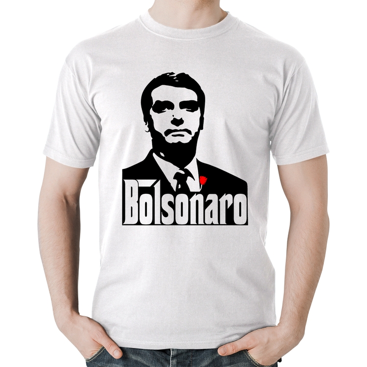 Camiseta Algodão Bolsonaro O Poderoso Chefão - Branca