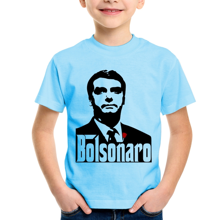 Camiseta Infantil Bolsonaro O Poderoso Chefão - Azul Bebê
