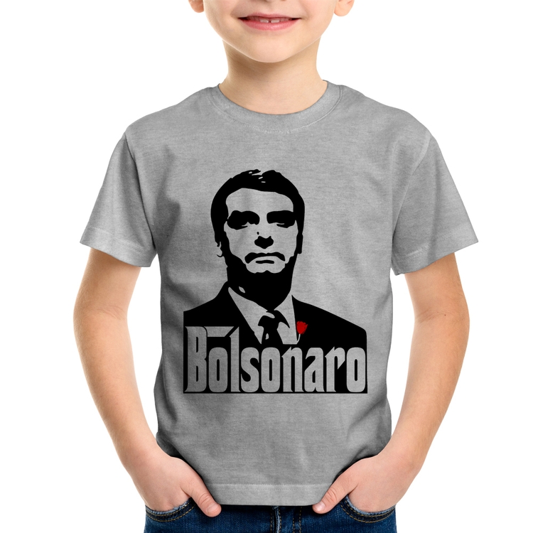 Camiseta Infantil Bolsonaro O Poderoso Chefão - Cinza