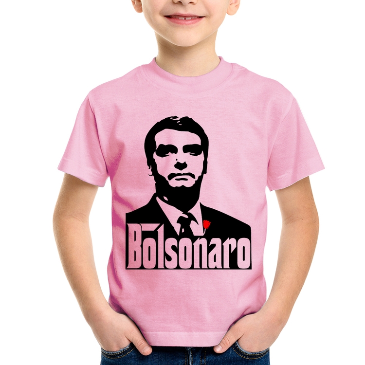 Camiseta Infantil Bolsonaro O Poderoso Chefão - Rosa Bebê