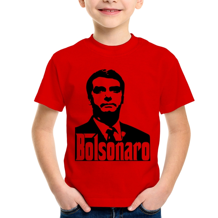 Camiseta Infantil Bolsonaro O Poderoso Chefão - Vermelha