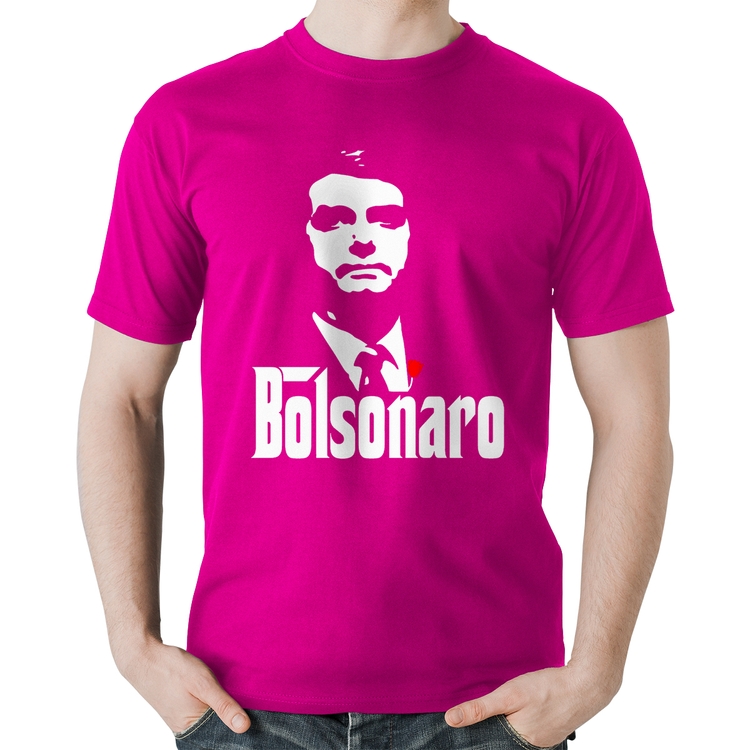 Camiseta Algodão Bolsonaro O Poderoso Chefão - Rosa
