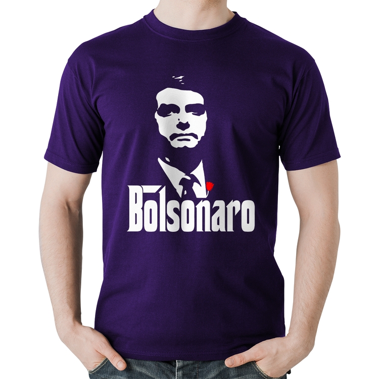 Camiseta Algodão Bolsonaro O Poderoso Chefão - Roxa