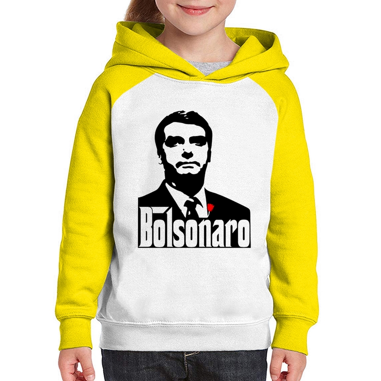 Moletom Infantil Bolsonaro O Poderoso Chefão - Branco/Amarelo