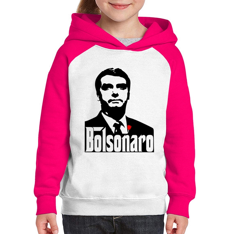 Moletom Infantil Bolsonaro O Poderoso Chefão - Branco/Rosa