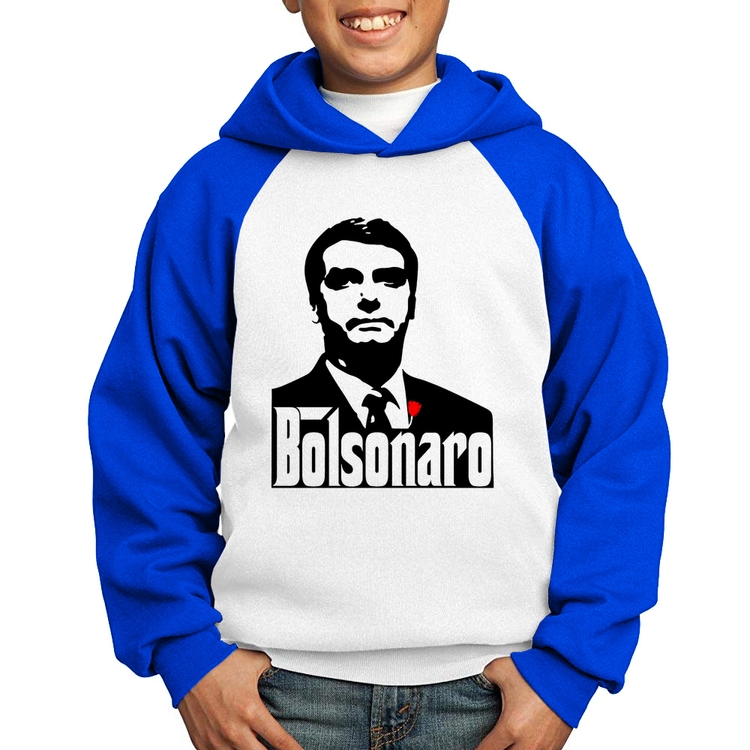Moletom Infantil Bolsonaro O Poderoso Chefão - Branco/Azul