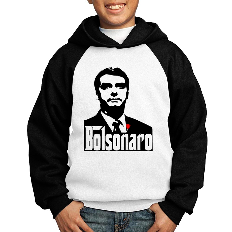 Moletom Infantil Bolsonaro O Poderoso Chefão - Branco/Preto