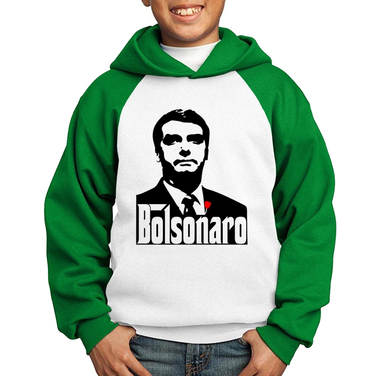 Moletom Infantil Bolsonaro O Poderoso Chefão - Branco/Verde