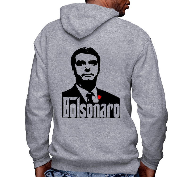 Blusa Moletom Bolsonaro O Poderoso Chefão Masculina com Capuz e Zíper - Mescla