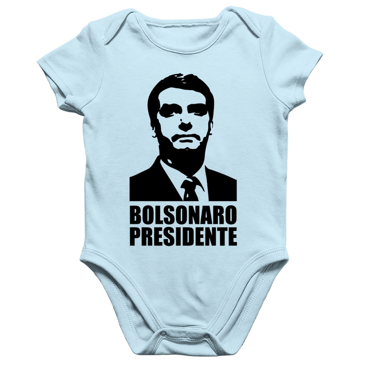 Body Bebê Algodão Bolsonaro Presidente - Azul Bebê